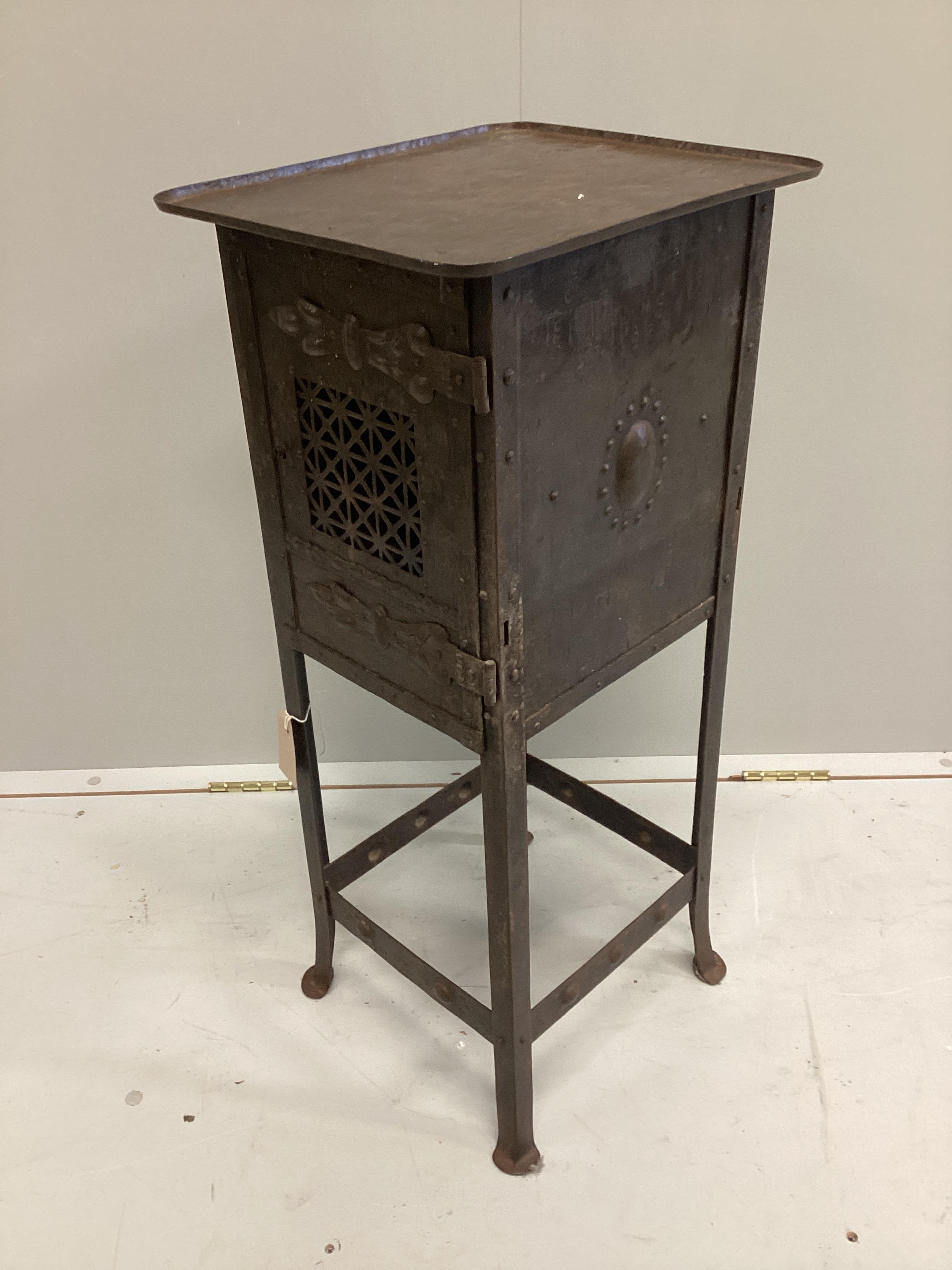 A French Arts and Crafts copper cabinet, width 31cm, depth 36cm, height 79cm